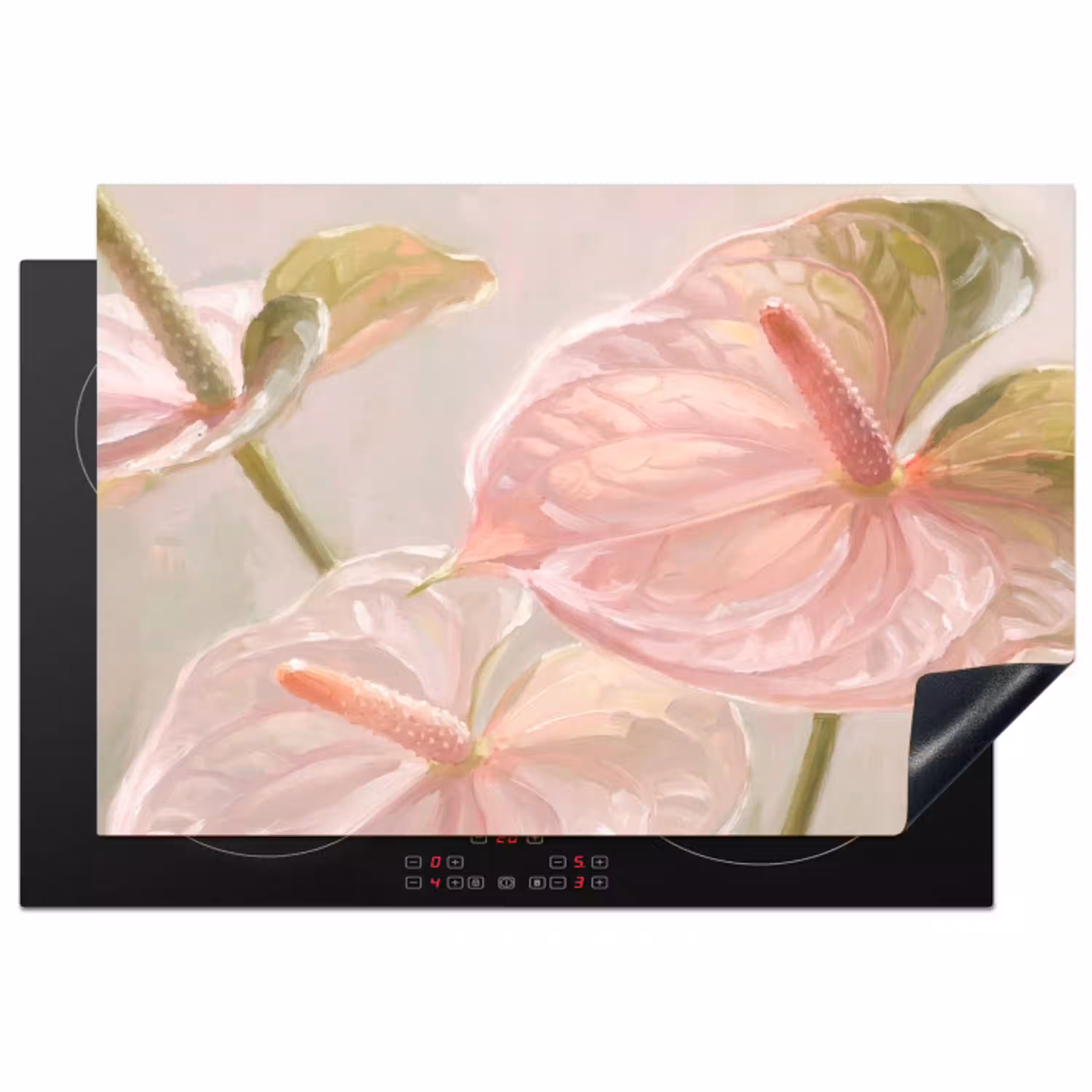 Bloemen - Pastel - Abstract - Natuur - Groen Inductie beschermer vinyl 3mm klein -3d