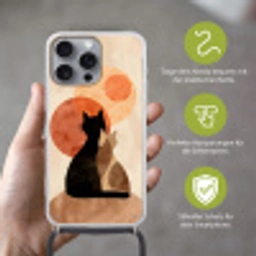 Katten - Zwart - Abstract - Cirkels Hoesje iPhone 16 Pro Max met koord klein -sfeer2_DE