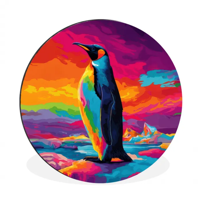 Ijsschots - Pinguïn - Abstract - Lucht Wandcirkel aluminium klein -3d