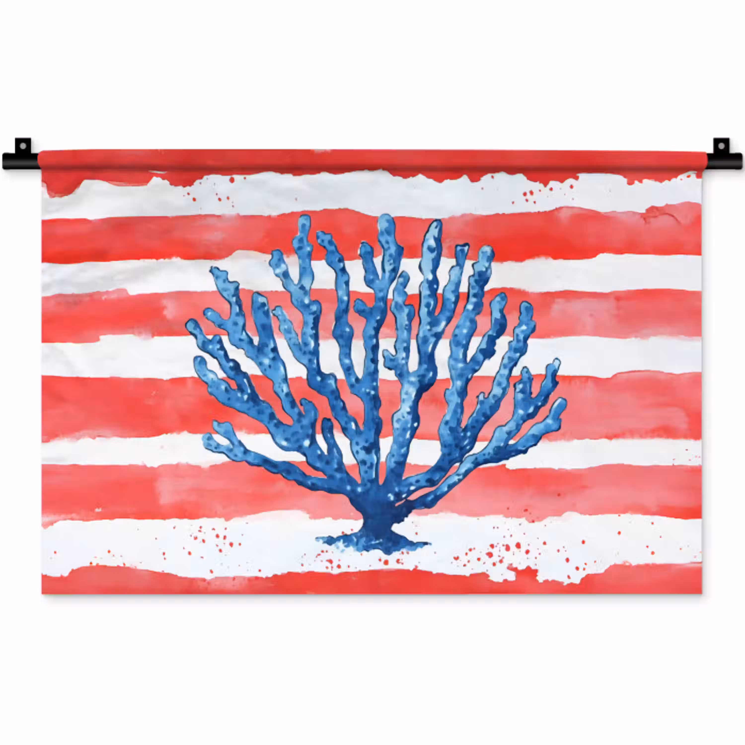 Koraal - Verfstructuur - Rood - Blauw Wandkleed katoen klein -zz3d