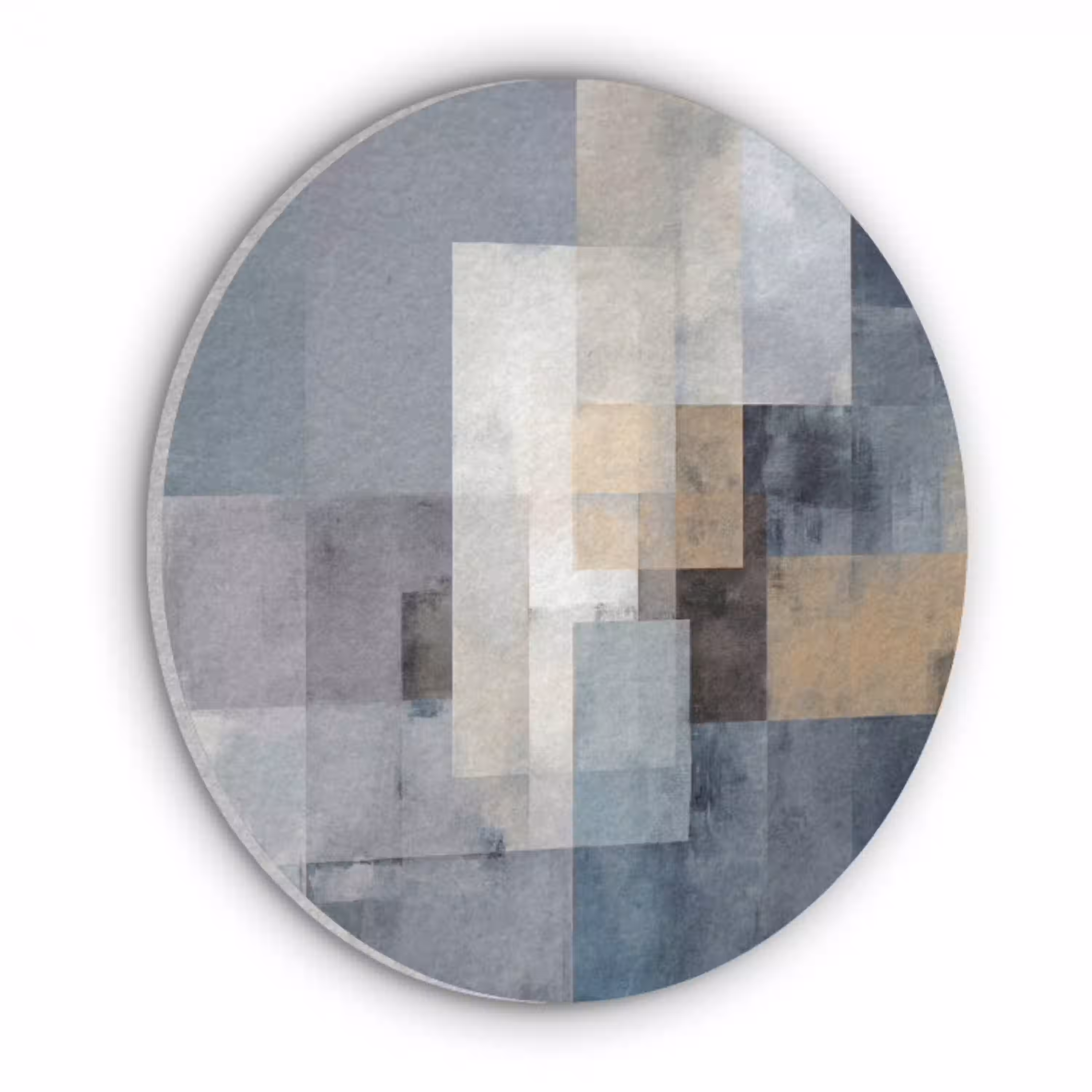Rechthoeken - Abstract - Blauw Akoestische PET Vilt - Rond klein -3d