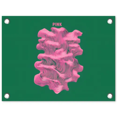 Abstract - Pink - Lijnen - Groen tuinposter los doek klein -3d