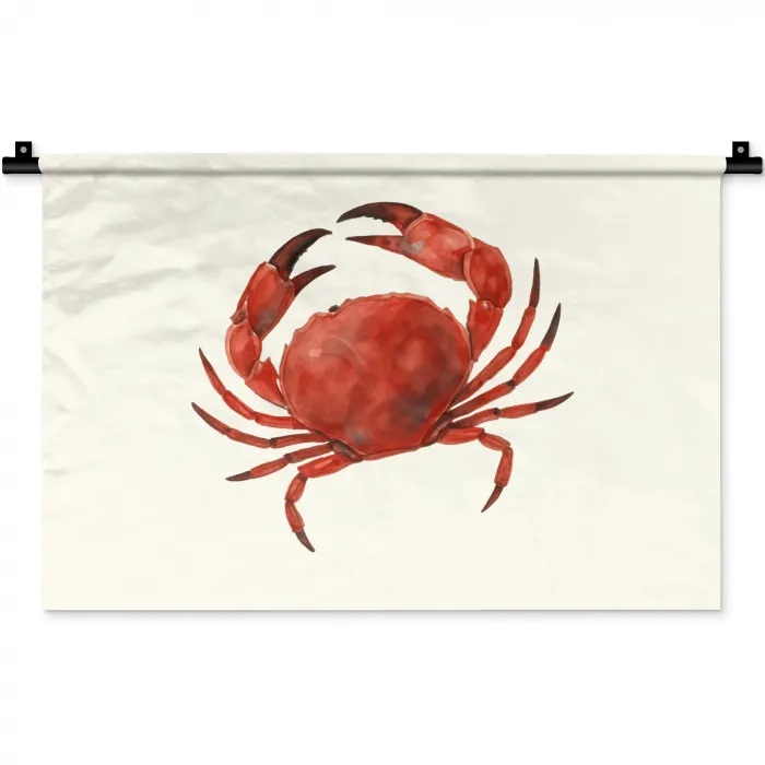 Krab - Felrood - Poten Wandkleed katoen klein -zz3d