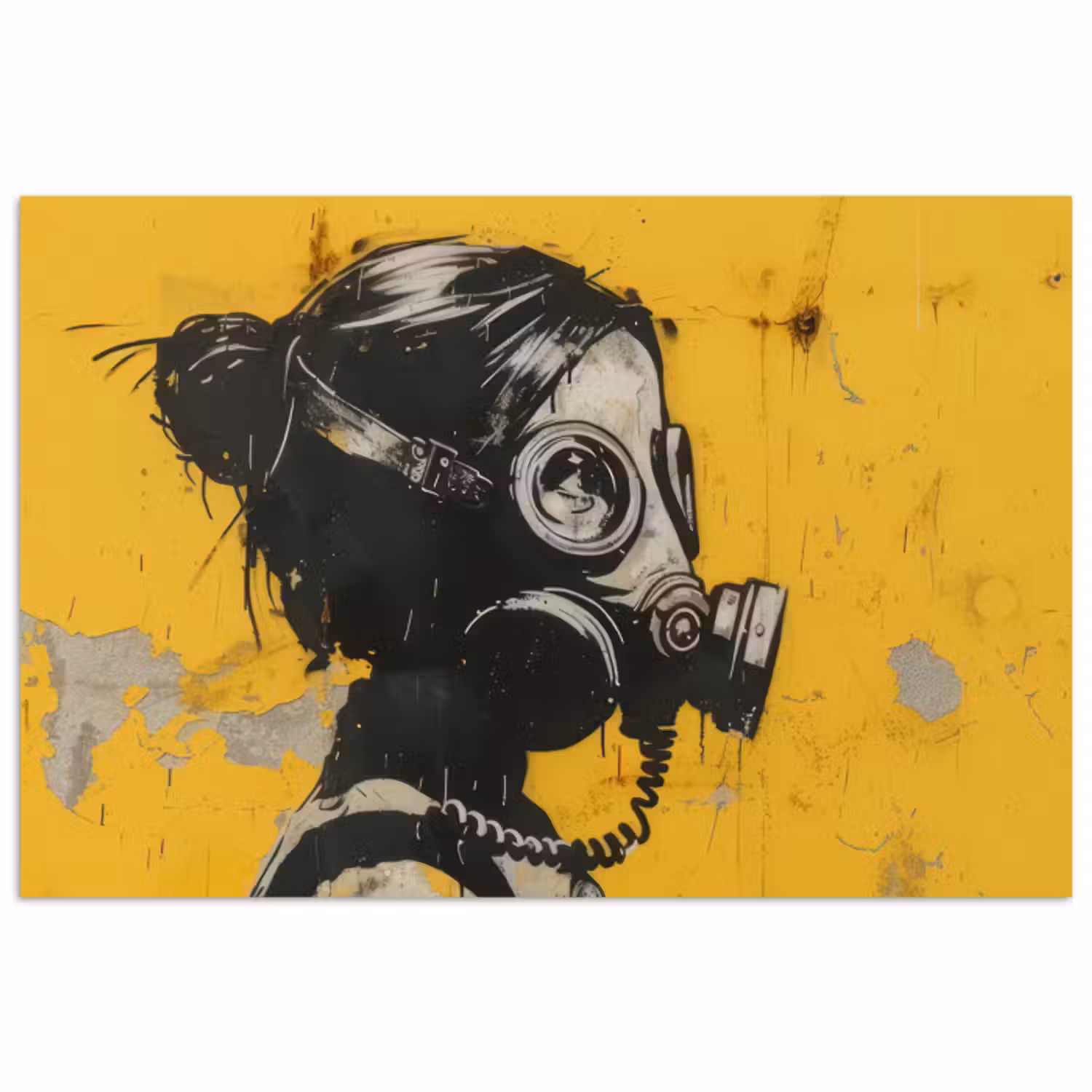 Poster - Vintage - Straßenkunst - Mädchen - Maske - Gelb - Banksy