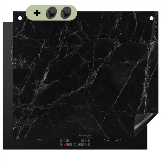 Induction Hob Cover & Splashback (2-in-1) - Black - Marble