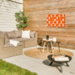 Patroon - Retro - Oranje Tuinposter op houten frame 2 cm dik klein 845 -sfeer2