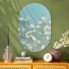 Stengels - Bloemen - Lucht - Wit Wandcirkel Ovaal Glas middel -sfeer2