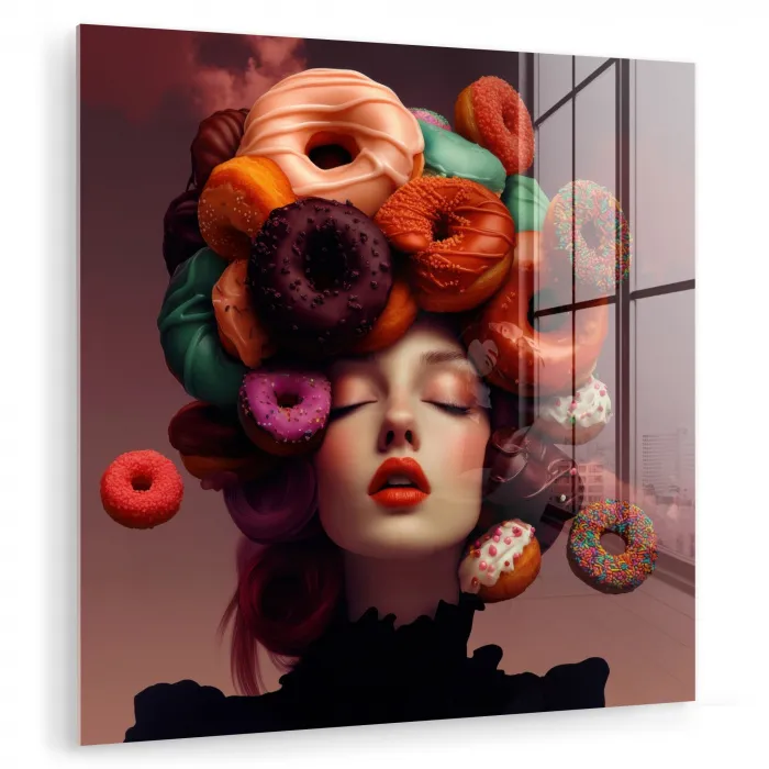 Vrouw - Donuts - Kleurrijk plexiglas 5mm klein -zzzproduct_nieuw