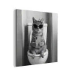 Kat - Telefoon - Toilet - Zwart - Wit aluminium wit klein -3d