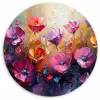 Bloemen - Botanisch - Kunst - Roze - Natuur Wandcirkel kunststof plaat 5mm dik klein -3d