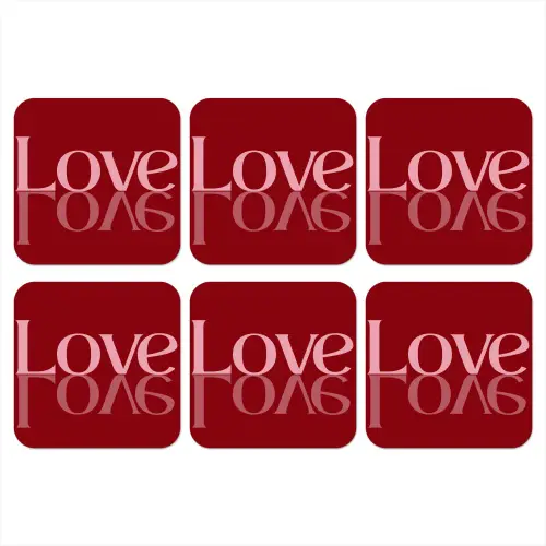 Love - Spiegeling - Rood onderzetter kurk middel -3d