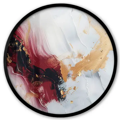 Rood - Abstract - Goud - Modern Fotolijst rond zonder passe partout klein -3d