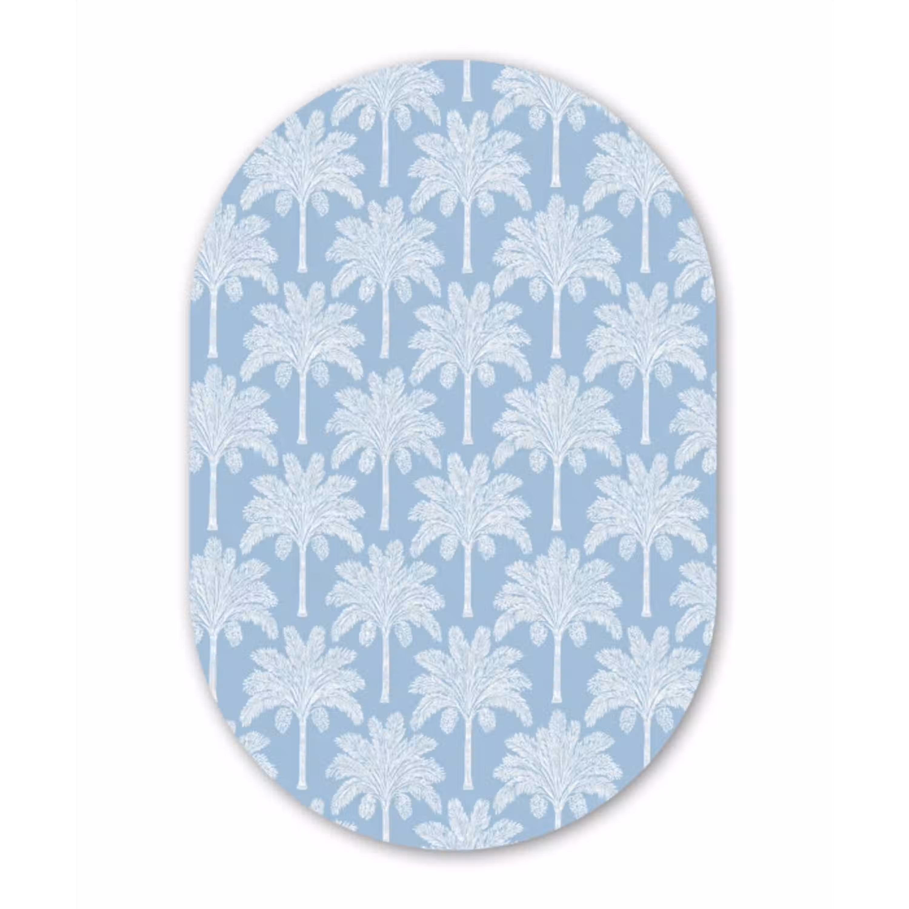 Palmboom - Modern - Blauw Wandcirkel Ovaal Aluminium middel 839 -3d