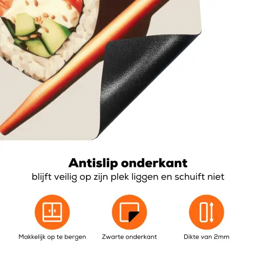 Sushi - Zalm - Rijst - Japans Inductie beschermer vinyl 3mm klein -zzzzzzz-td-onderkant