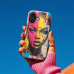 Vrouwengezicht - Krantenpapier - Abstract - Roze Toughcase MagSafe Apple iPhone 17 klein -Sfeer1V