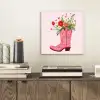 Cowboylaarzen - Roze - Boeket - Bloemen aluminium wit klein -sfeer1