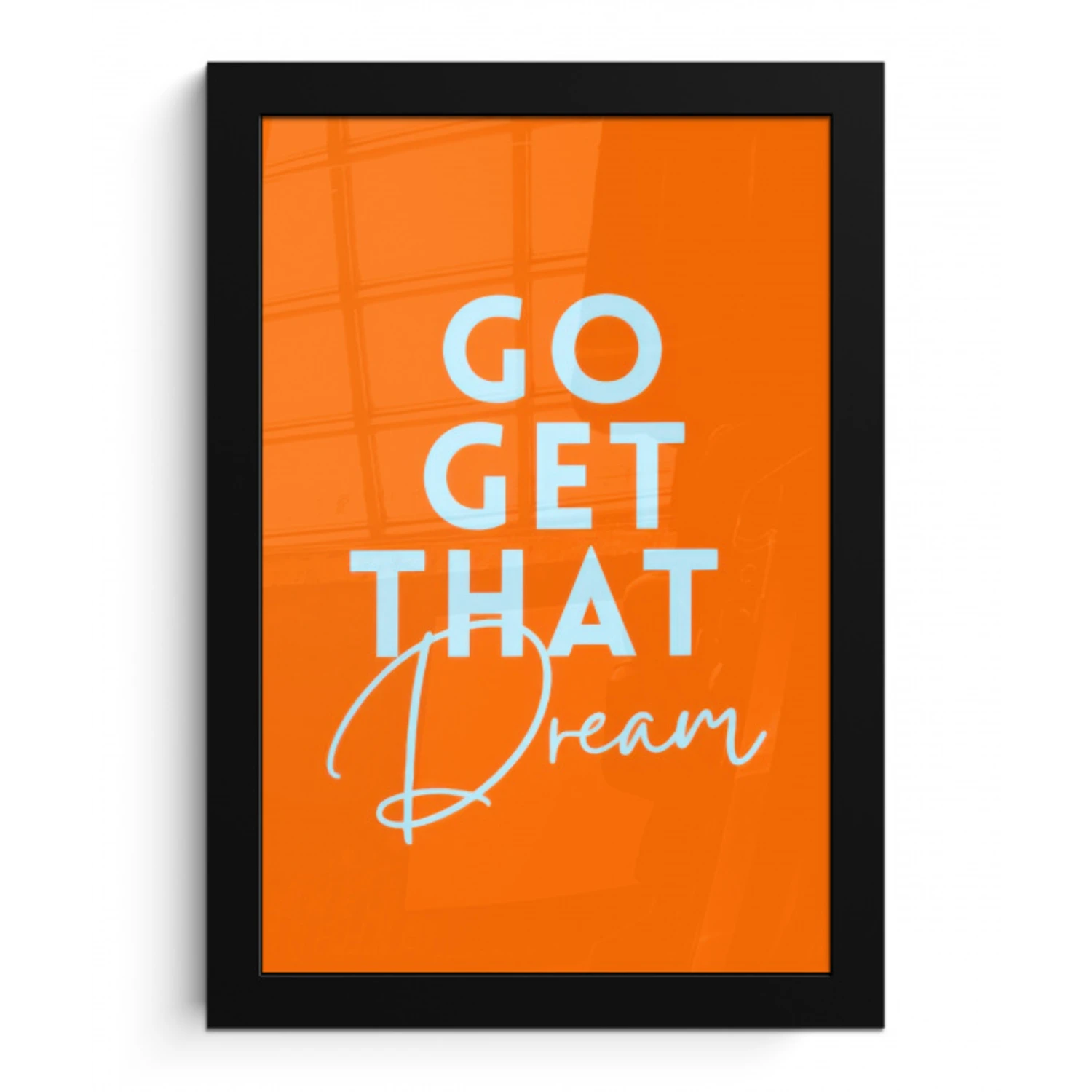 Oranje - Blauw - Go get that dream fotolijst zwart zonder passe partout klein -3d