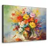 Bloemen - Kleurrijk - Olieverf - Bloempot Textielframe - compleet frame klein -3d