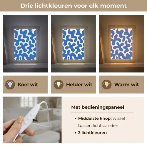 Vormen - Abstract - Blauw - Golven Light Box met kabel (Tafellamp) klein -USP_lichtkleurNL