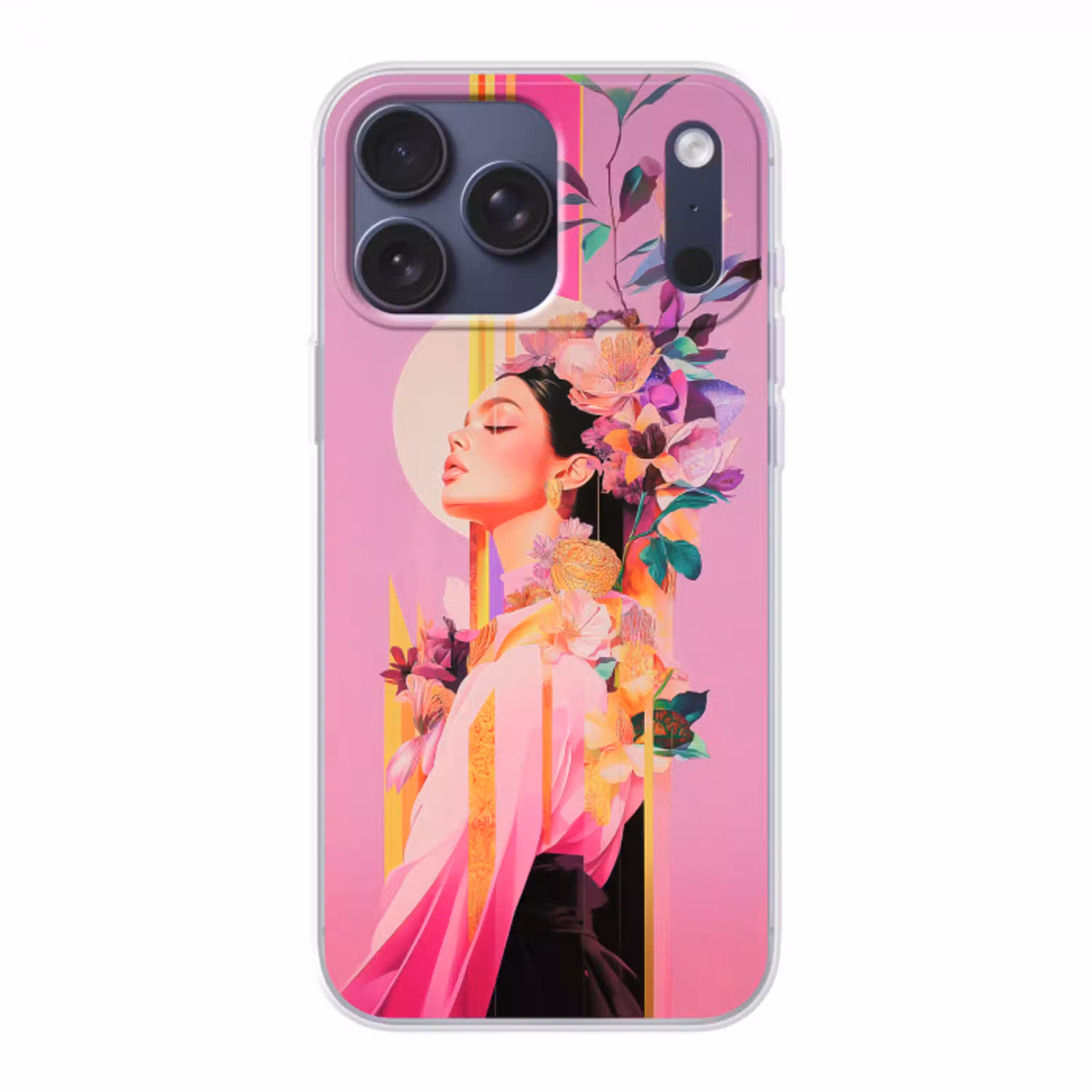 Vrouw - Bloemen - Paars - Abstract Telefoonhoesje iPhone 17 Pro Max klein -3d