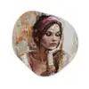 Vrouw - Verflook - Portret - Modern Wandcirkel Organisch Forex 3mm klein -3d