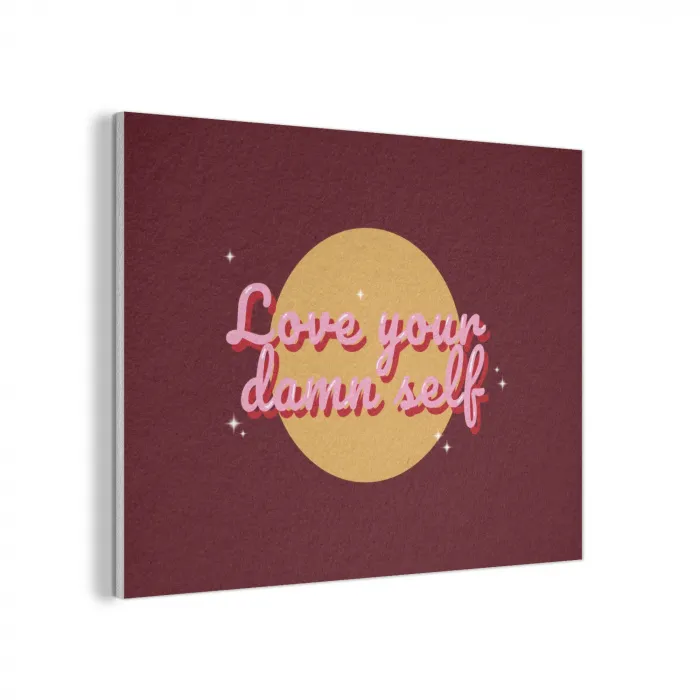 love your damn self - Cirkel - Glitter - Rood PET vilt klein -3d