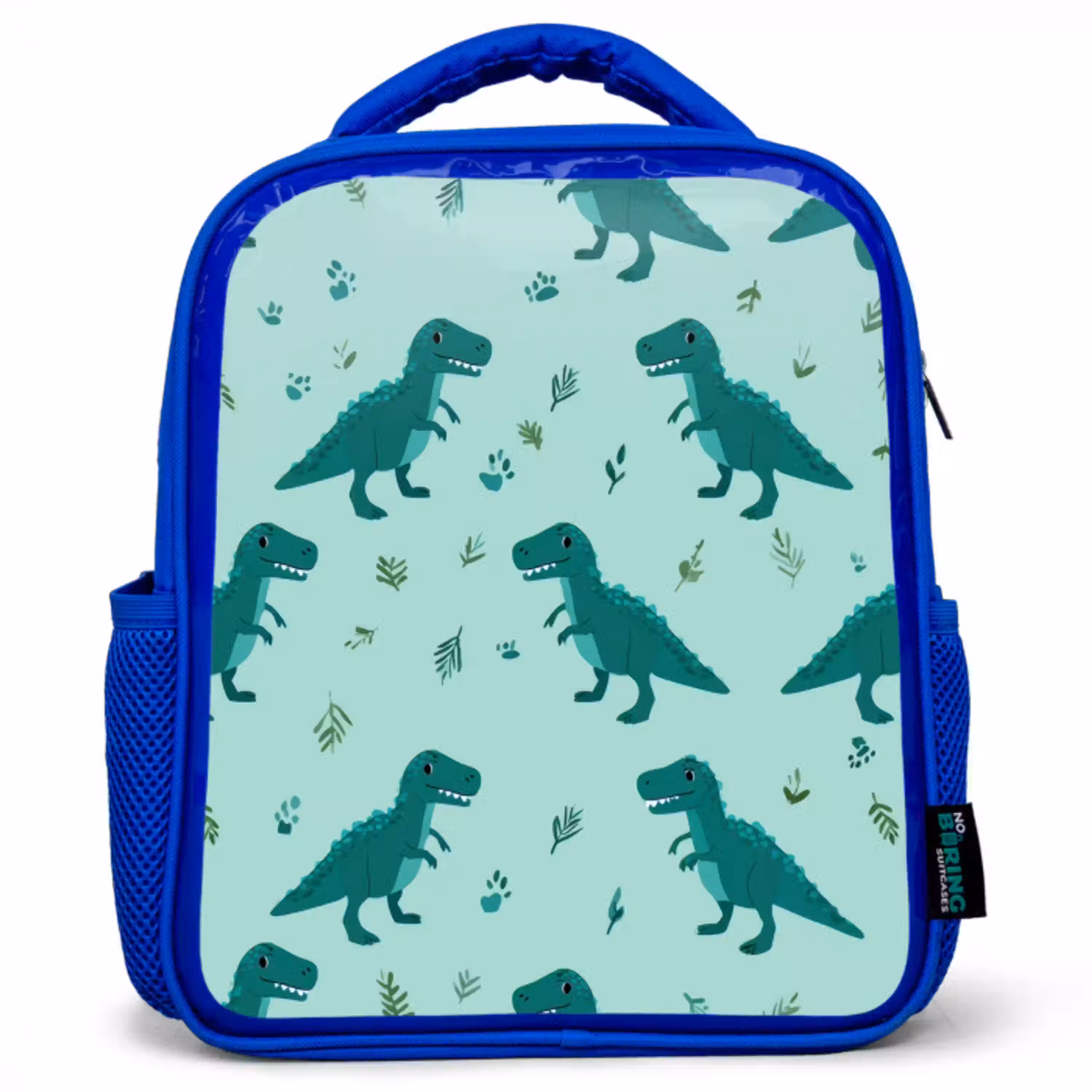 Donkergroen - Dinosaurussen - Afdrukken - Bladeren Kinderrugzak - Blauw middel -3d