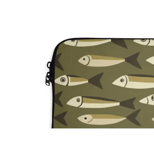 Vis - Patroon - Groen laptophoes neopreen klein 279 -detail
