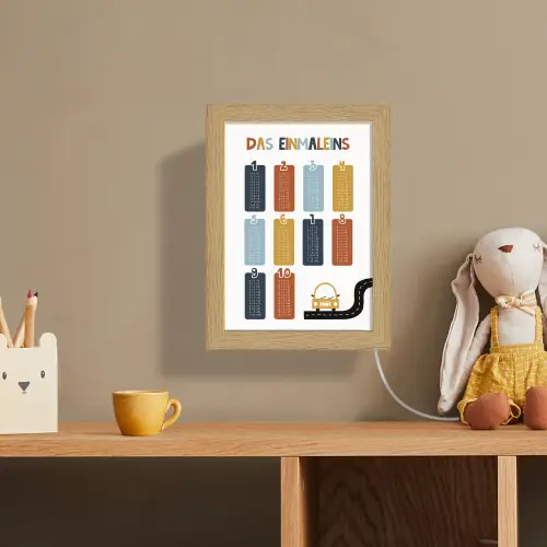 Educatief - Leren rekenen - Auto - Vermenigvuldigingstabel Light Box met kabel (Wandlamp kind) klein -sfeer2_kind