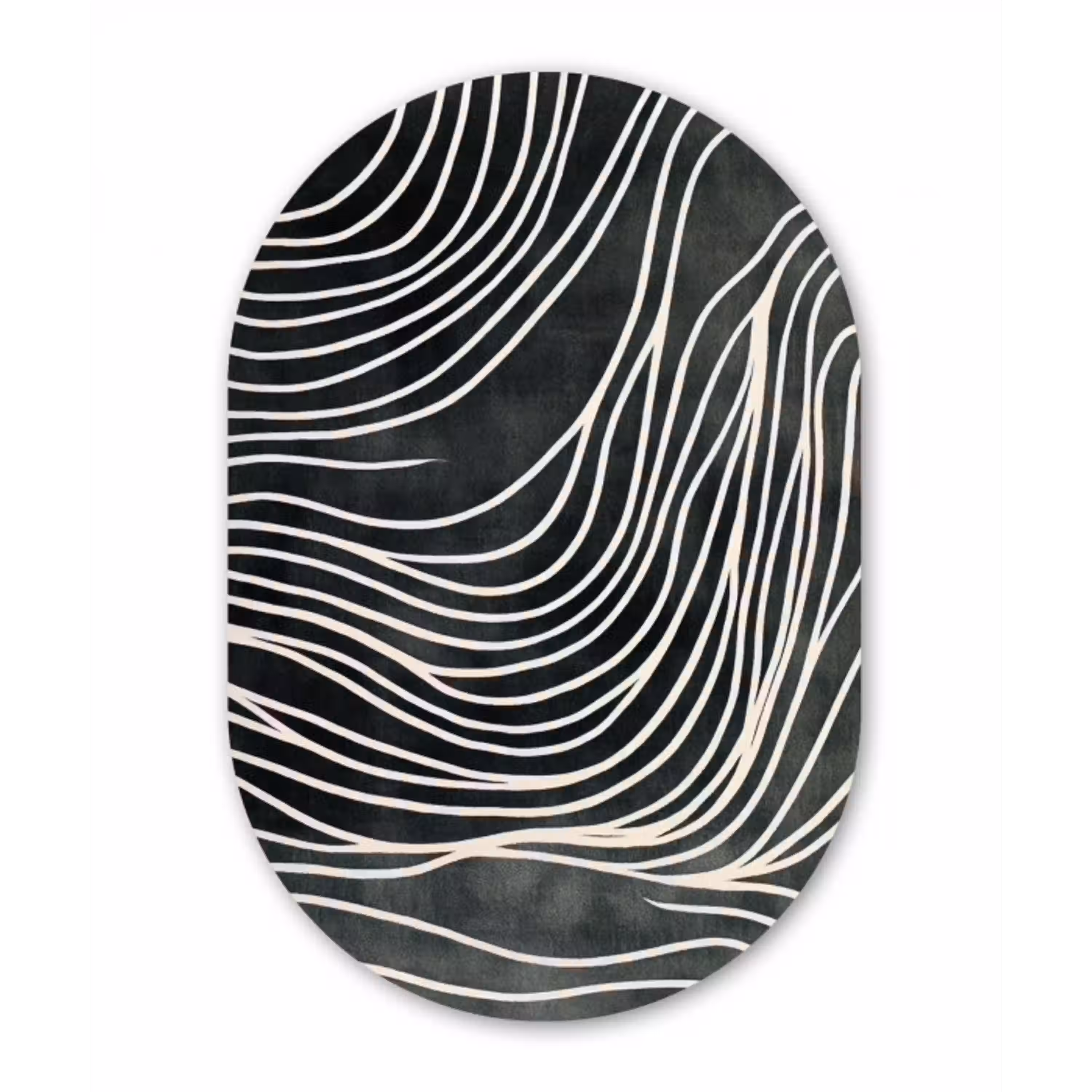 Lijnen - Patroon - Abstract - Wit Wandcirkel Ovaal Glas middel -3d