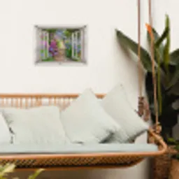Uitzicht op Bloementuin tuinposter los doek klein -sfeer7