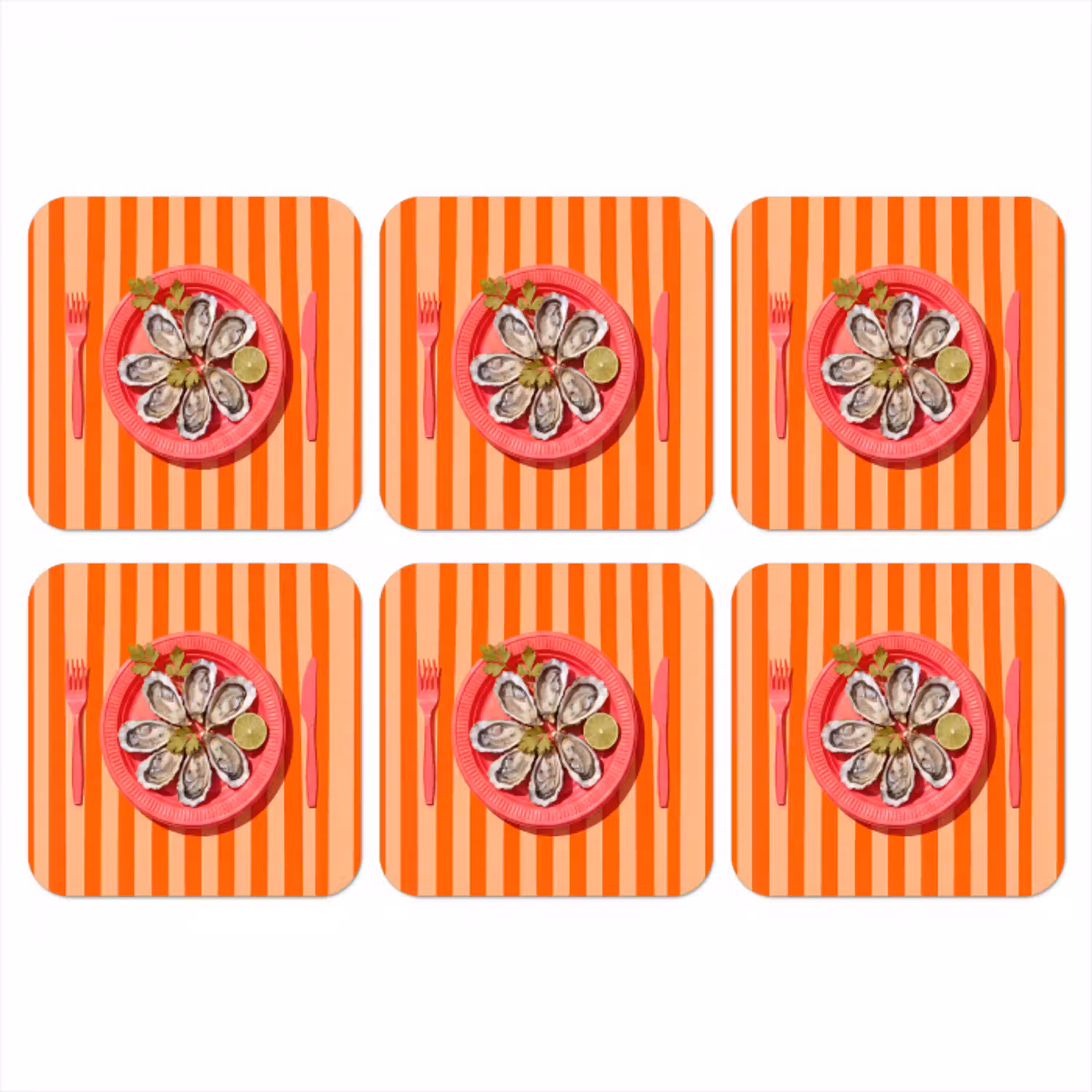 Eten - Oester - Zeevruchten - Oranje - Modern onderzetter kurk middel -3d
