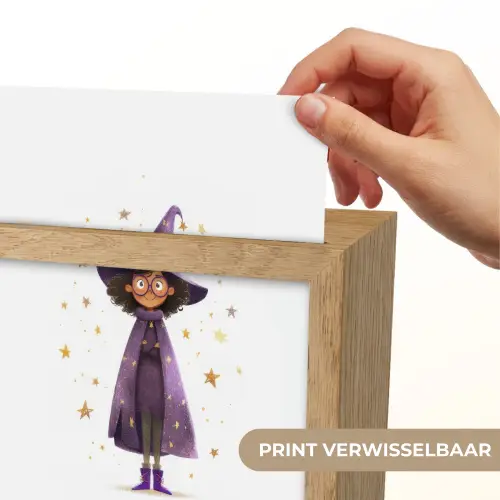 Heks - Paars - Sterren - Heksenhoed Light Box met kabel (Kinderlampje) klein -USP_websiteprintNL