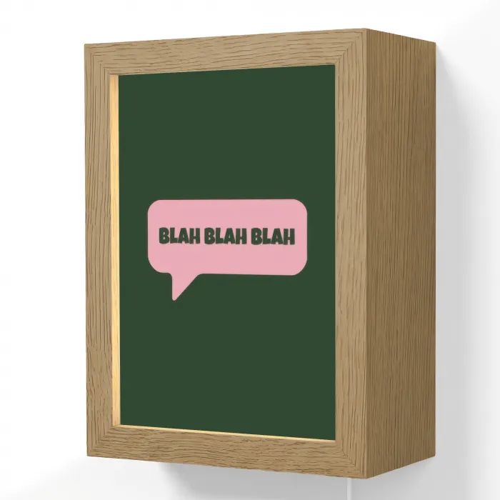 Tekstwolk - BLAH BLAH BLAH - Roze Light Box met kabel (Wandlamp) klein -3d