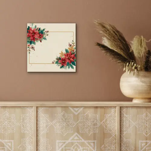 Kerst - Poinsettia - Omlijsting - Kleurrijk aluminium wit klein -sfeer4