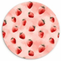 Aardbei - Patroon - Roze Wandcirkel kunststof plaat 5mm dik klein 188 -3d