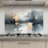 Kunst - Grijs - Goud - Abstract keuken achterwand spatscherm klein -3d_website