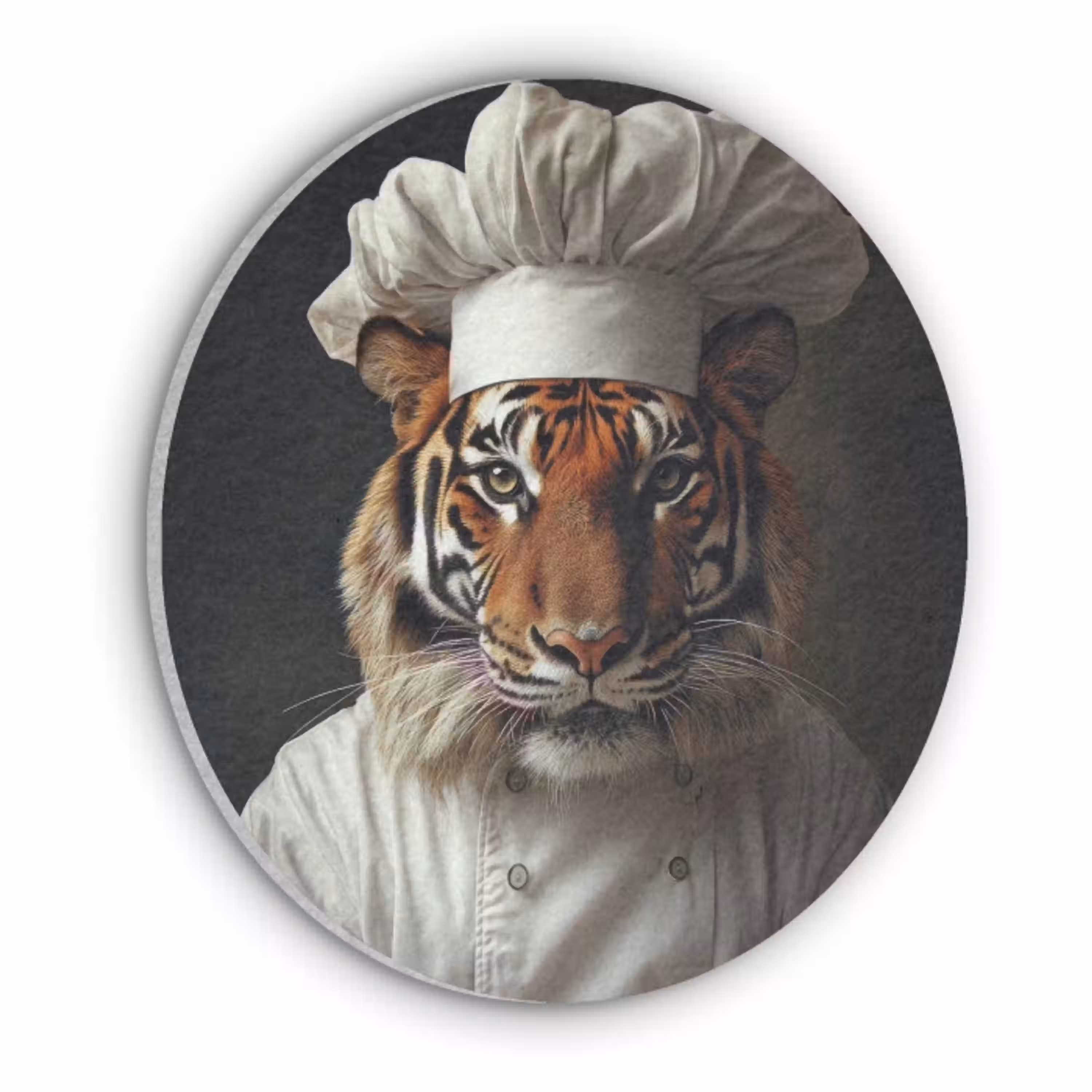 Tijger - Kokskleding - Bruin Akoestische PET Vilt - Rond klein -3d