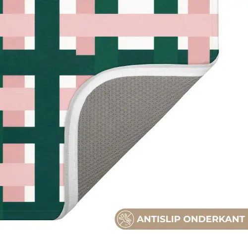 Vlechtpatroon - Groen - Roze - Grafisch Badmat klein 997 -USP_AntislipNL