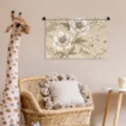 Bloemen - Patroon - Beige Wandkleed katoen klein -wsfeer5_kind