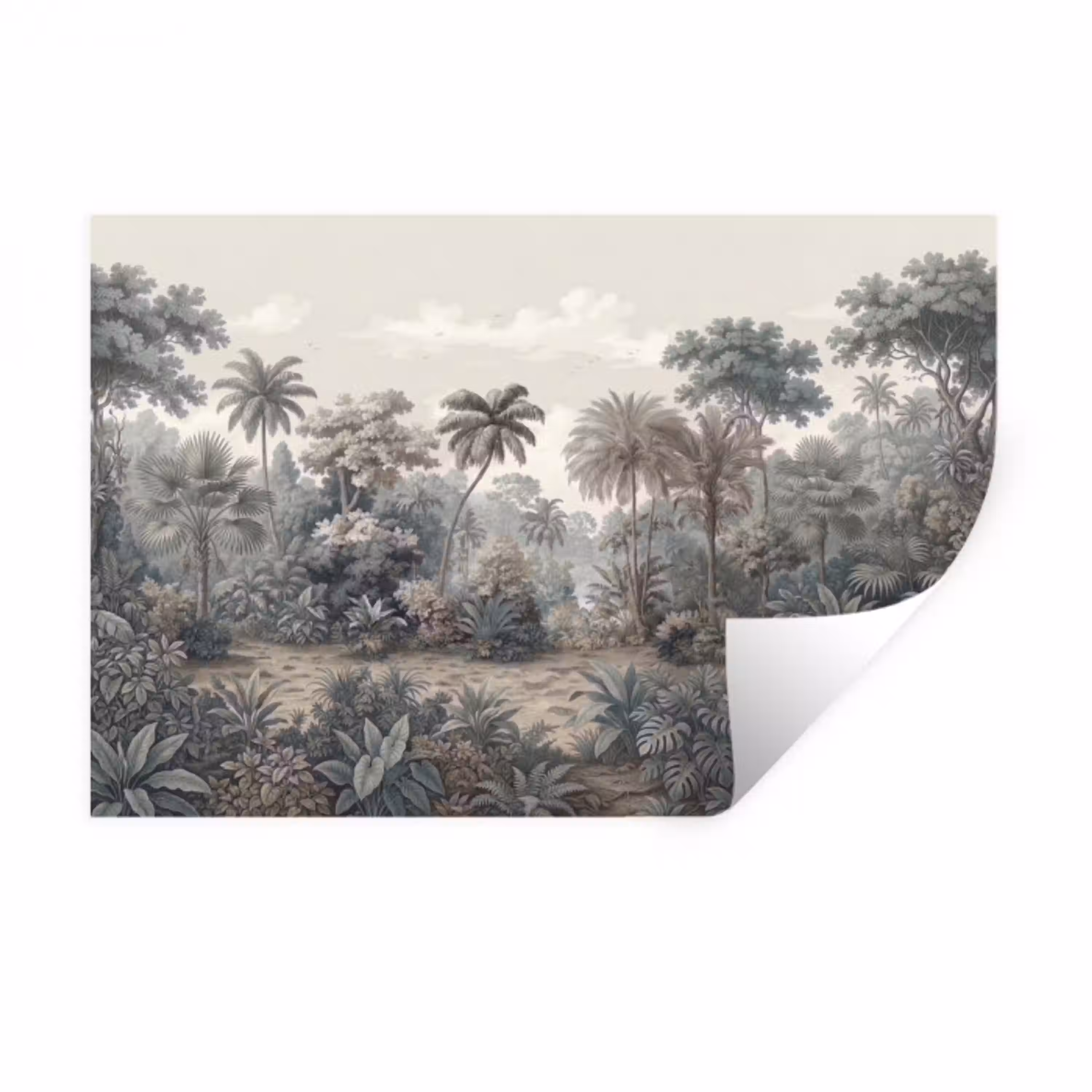 Tropisch - Landschap - Illustratie Muursticker klein -3d