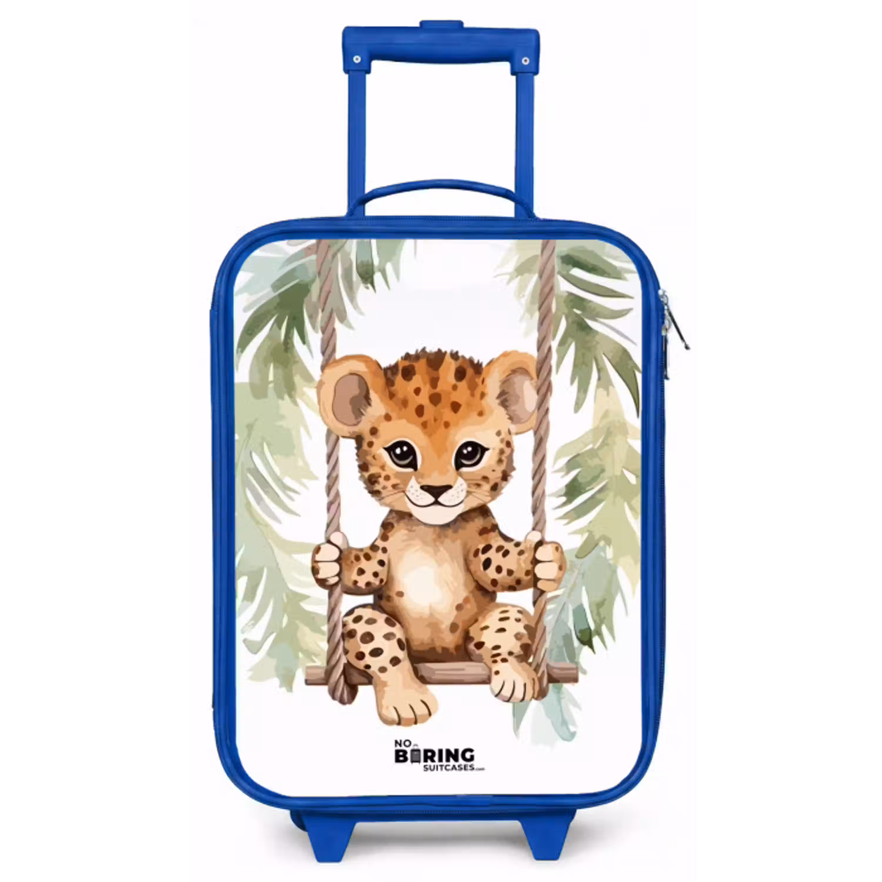 Luipaard welp op een schommel waterverf illustratie Kinderkoffer - Blauw klein -zz3dotto