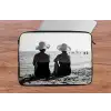 Vrouwen - Zonnehoed - Strand - Zwart - Wit laptophoes neopreen klein -tafel