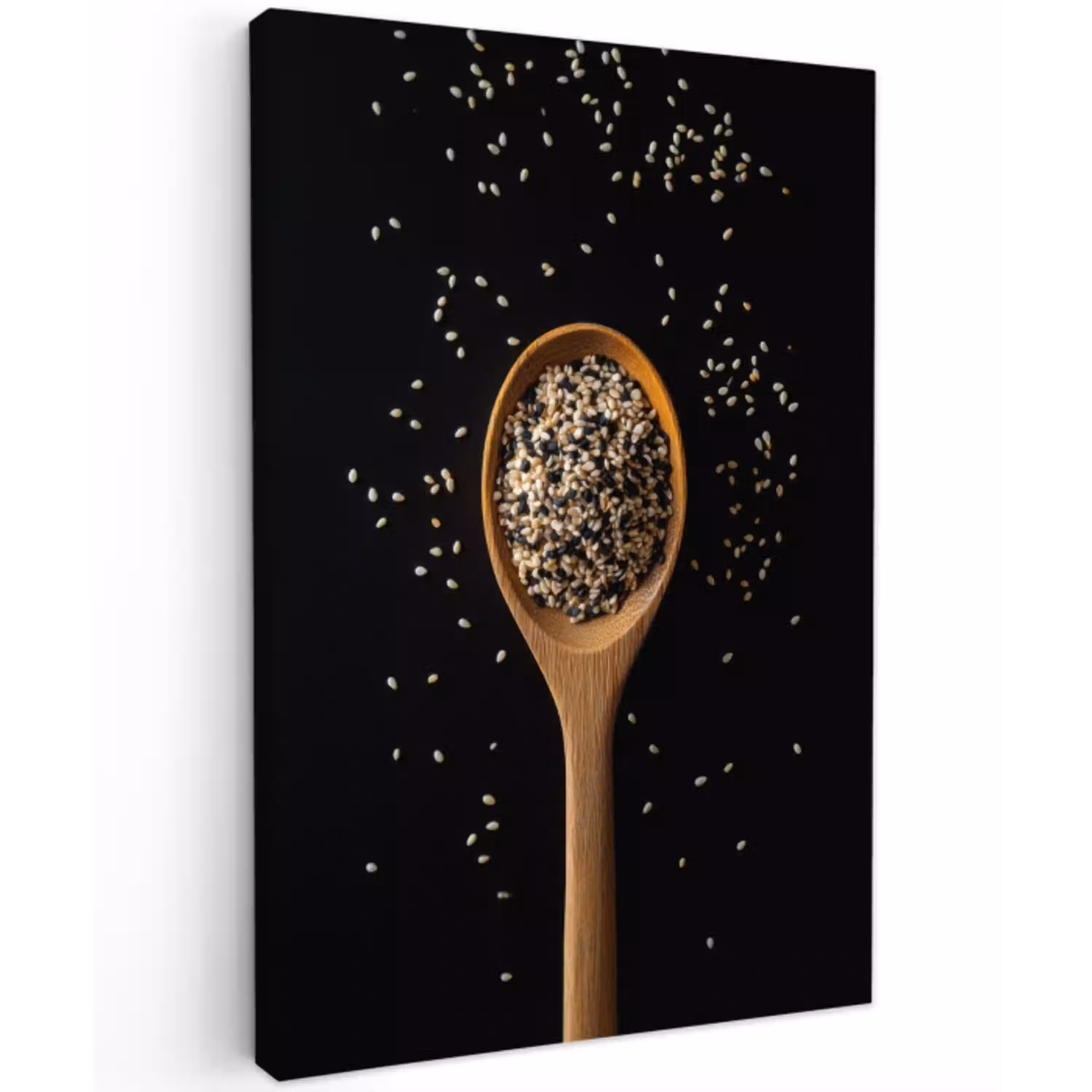 Sesam - Lepel - Zwart Tuinposter op houten frame 2 cm dik middel -3d