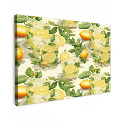 Citroen - Drankje - Glas - Munt Tuinposter op houten frame 2 cm dik klein 845 -3d