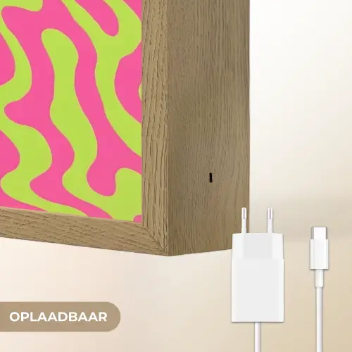 Abstract - Quote - Centraal - Roze Light Box met batterij (Wandlamp) middel -USP_websiteoplaadbaarNL