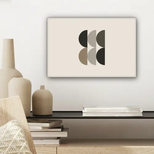 Halve cirkels - Aardetinten - Grafisch canvas 2cm klein -sfeer6