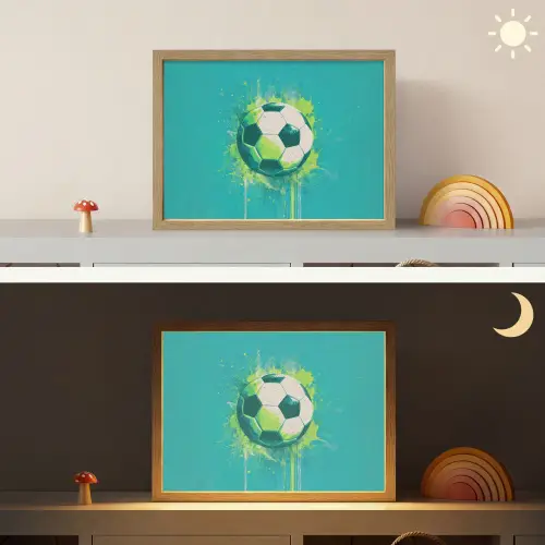 Voetbal - Abstract - Verfspatten - Groen Light Box met batterij (Wandlamp kind) middel -sfeer3_kind