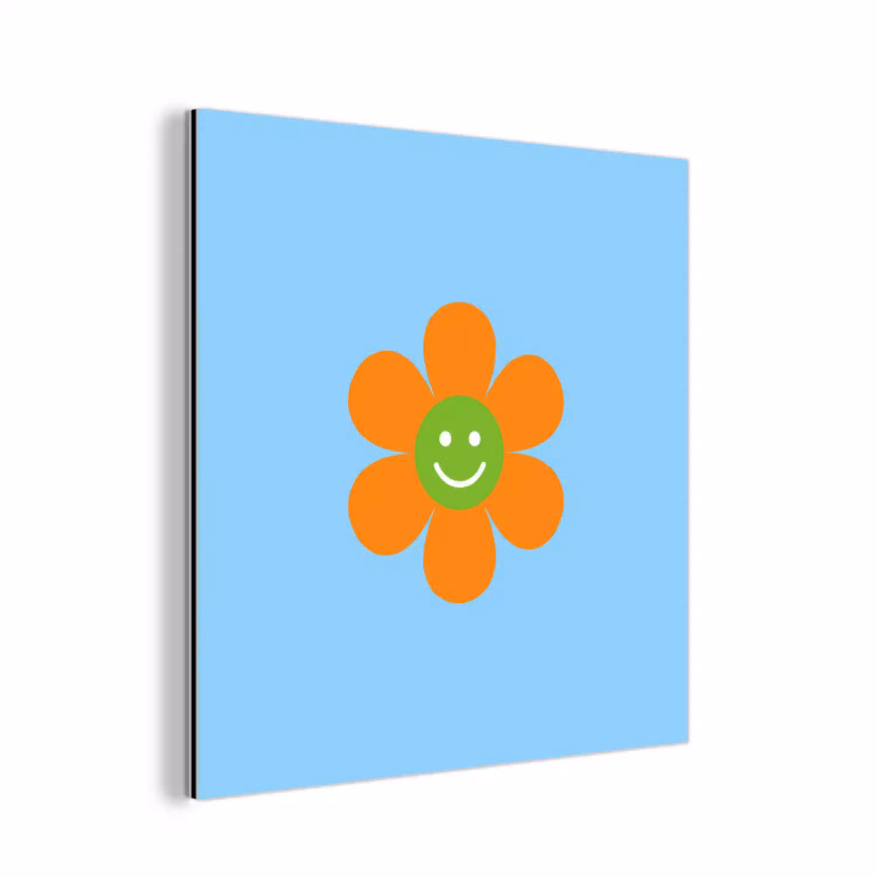 Bloem - Smiley - Kleurrijk aluminium wit klein -3d
