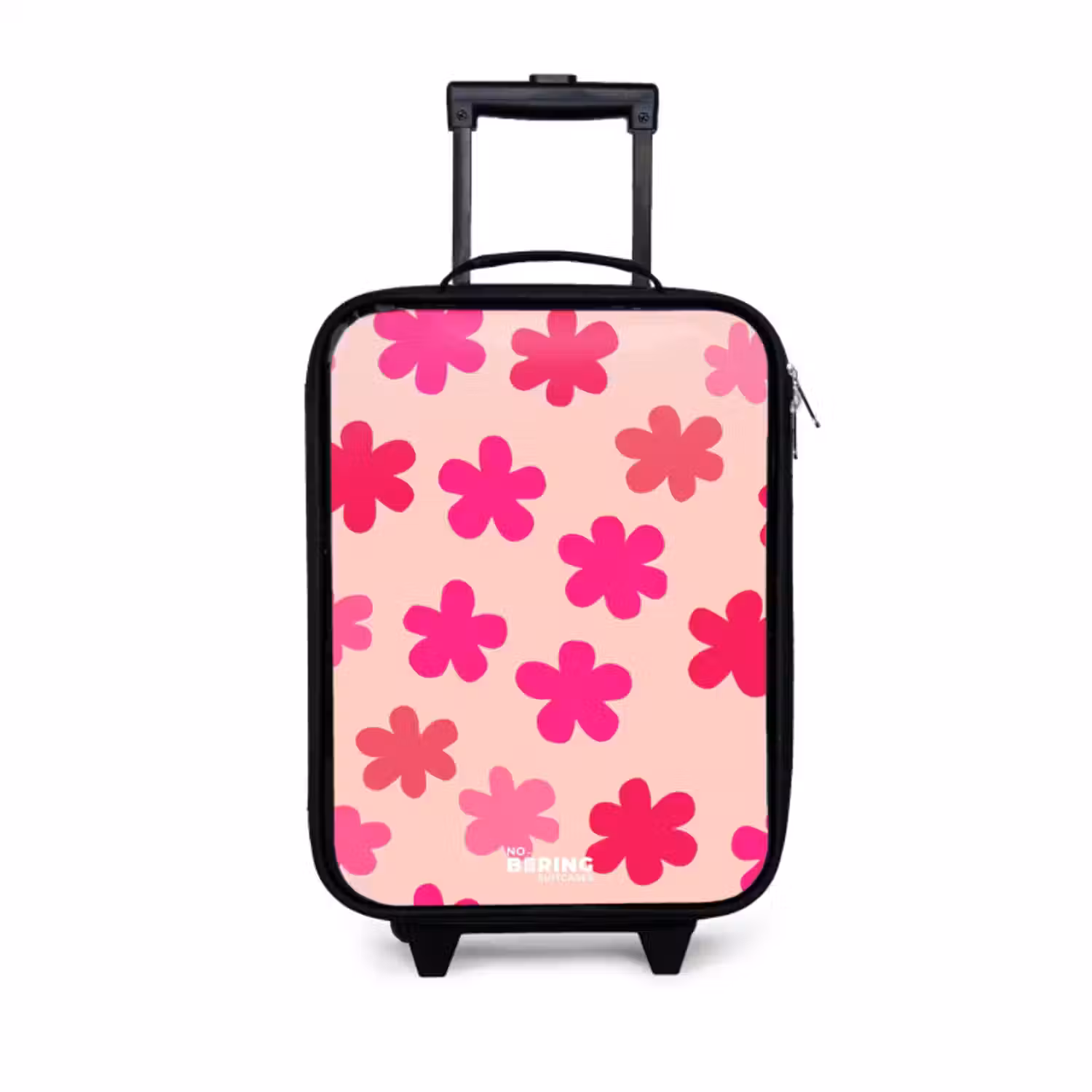 Kinderkoffer - Zwart - Roze bloemen